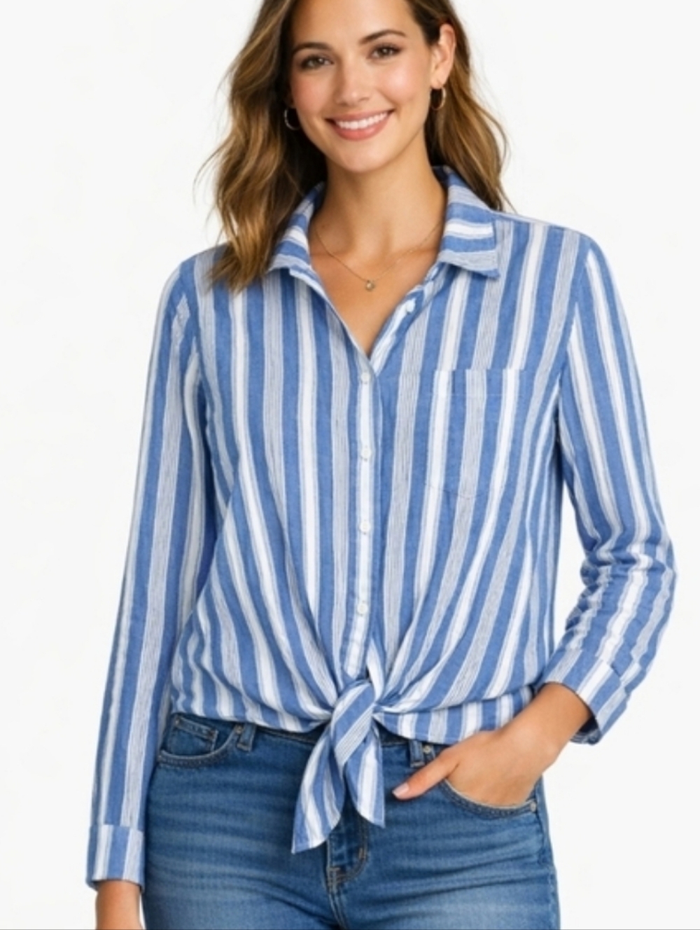NWT J.Crew Factory Button Up Tie Front Shirt Size M